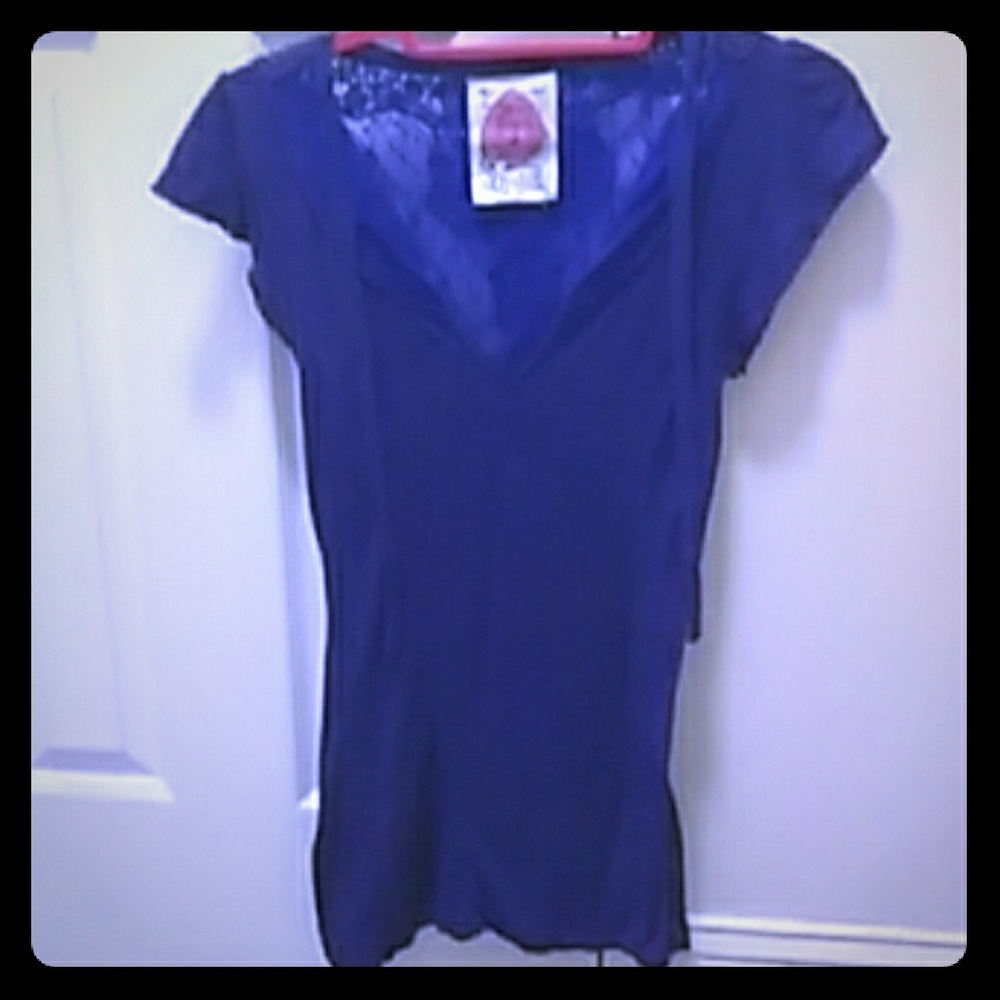 Free People blue shirt with lace back